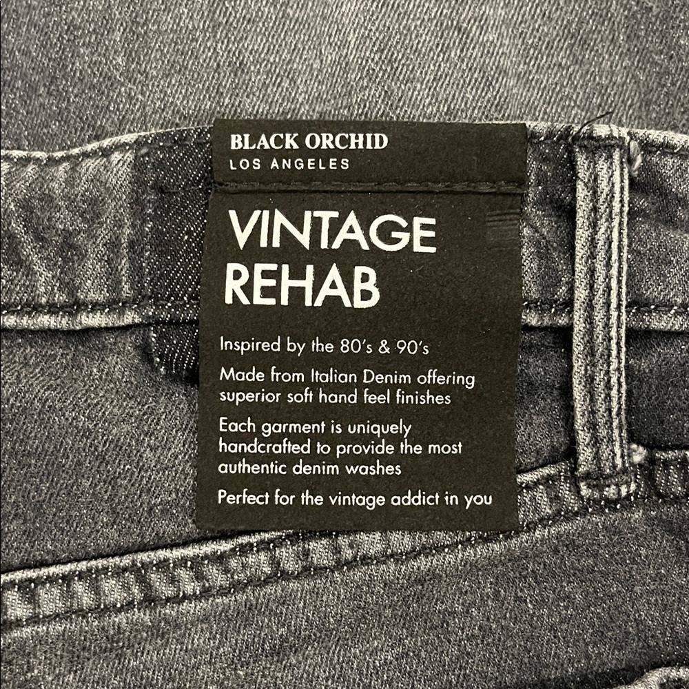 NWT Black Orchid Foil Hem Taylor Straight Leg Jeans Charcoal Gray 26 - Picture 9 of 14